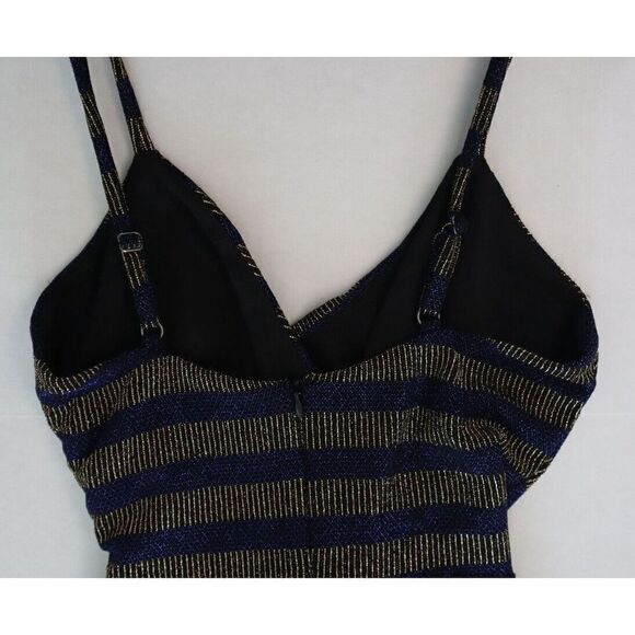 Cosmo Dress The Population Women's Sz XS Blue Gold XoXo Ruched Mini Dress - Picture 4 of 7